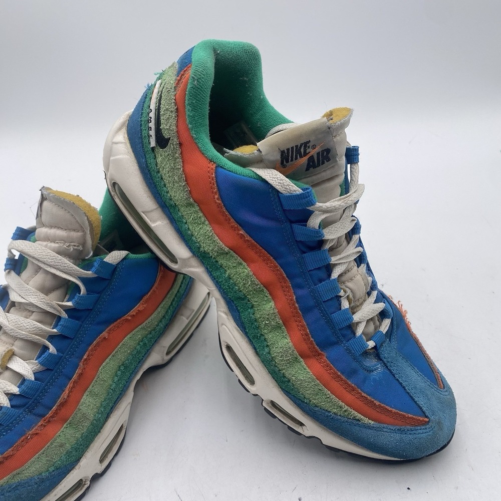 Nike Air Max 95 SE Running Club Mens Size 9 Blue Green Walking Shoes Sneakers
